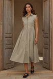 Maxi Taffeta Pleated Shirtdress
