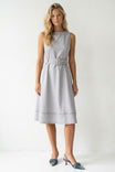 Contrast Stitch Sleeveless Belted Midi Dress