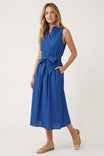 Sleeveless Belted Maxi Shirt Dress