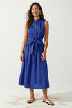 Sleeveless Belted Maxi Shirt Dress