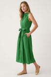 Sleeveless Belted Maxi Shirt Dress