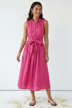 Sleeveless Belted Maxi Shirt Dress