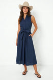 Sleeveless Belted Maxi Shirt Dress