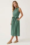 Sleeveless Belted Maxi Shirt Dress