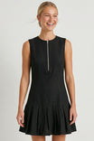 Garment Wash Drop Waist Pleated Hem Mini Dress