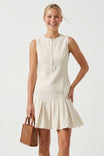 Garment Wash Drop Waist Pleated Hem Mini Dress