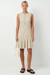 Garment Wash Drop Waist Pleated Hem Mini Dress