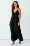 Open Back V Neck Maxi Dress
