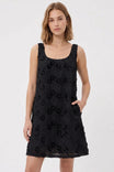 3d Embroidered Sleeveless Mini Shift Dress