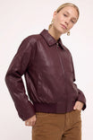 Classic Ribbed Vegan Leather Bomber Jacket
