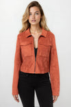 Cropped Faux Suede With Front Zipper