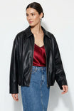 Vegan Leather Bomber Jacket