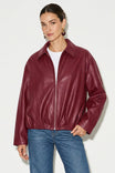 Vegan Leather Bomber Jacket