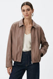 Vegan Leather Bomber Jacket
