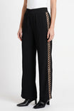 Side Cutout Trim Straight Leg Pants