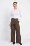 Layered Waist Wide Leg Pants