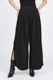 Button Side Slit Wide Leg Pants