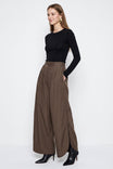 Button Side Slit Wide Leg Pants