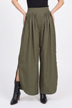 Button Side Slit Wide Leg Pants
