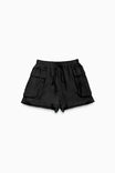 Relaxed Satin Shorts With Oversized Pockets