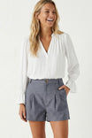 High-waisted Pleat Detail Woven Shorts