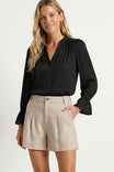 High-waisted Pleat Detail Woven Shorts