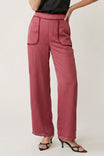 Whipstitch Detail Pull-on Pants