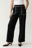 Whipstitch Detail Pull-on Pants