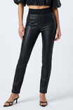 Ribbed Waist Faux Leather Legging