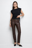 Ribbed Waist Faux Leather Legging