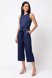 Sleeveless Wide-leg Jumpsuit With Tie Waist Belt