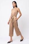 Sleeveless Wide-leg Jumpsuit With Tie Waist Belt