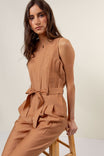High Neck Zipper Front Sleeveless Jumpsuit