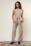 High Neck Zipper Front Sleeveless Jumpsuit