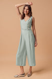 Linen Asymmetrical Button-front Wide-leg Jumpsuit