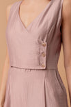 Linen Asymmetrical Button-front Wide-leg Jumpsuit