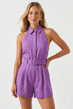 Belted Linen Halter Romper