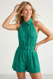 Belted Linen Halter Romper