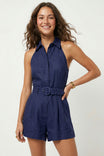 Belted Linen Halter Romper