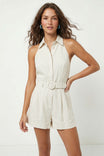 Belted Linen Halter Romper