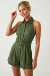 Belted Linen Halter Romper