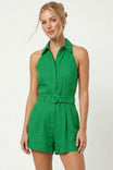 Belted Linen Halter Romper