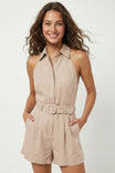 Belted Linen Halter Romper