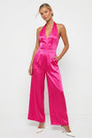 Satin Halter Wide Leg Jumpsuit