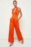 Satin Halter Wide Leg Jumpsuit