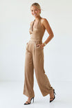 Satin Halter Wide Leg Jumpsuit