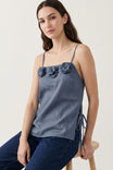 Side Tie Rosette Sleeveless Top