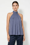 Convertible Scarf Sleeveless Satin Top
