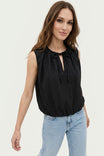 Tie Front Keyhole Sleeveless Top