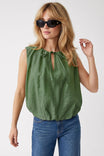 Tie Front Keyhole Sleeveless Top